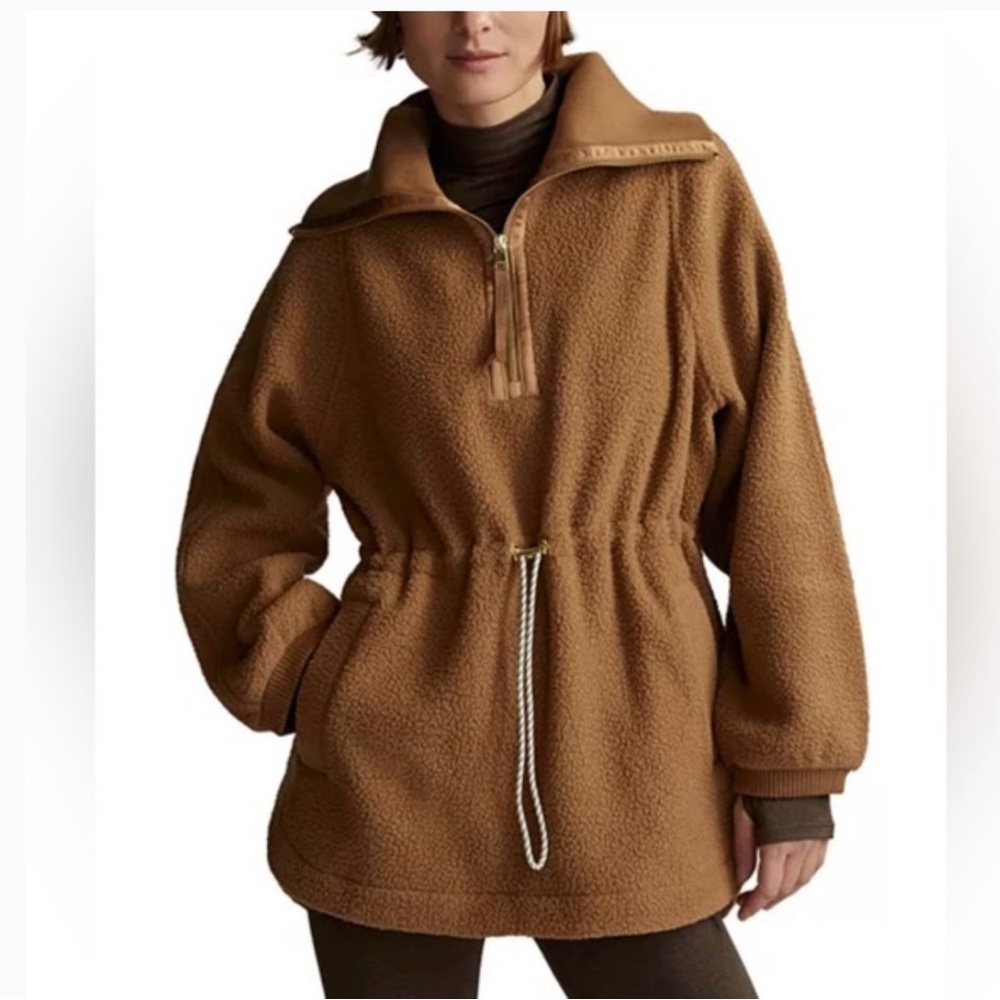 Varley Tan Teddy Fleece Pullover Jacket